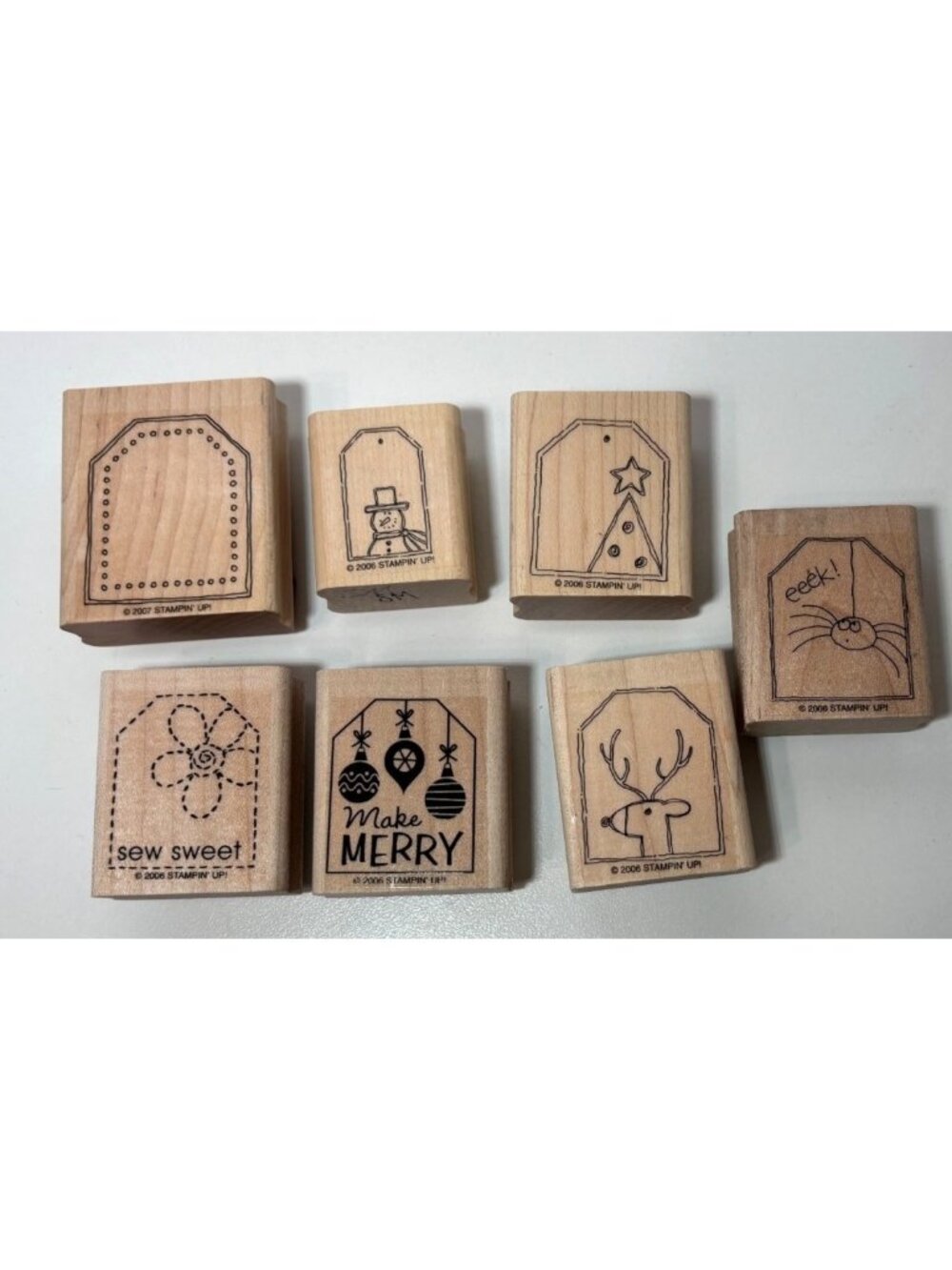 Stampin Up! Set Of 7 Small Holiday-Themed Tags Christmas Halloween Blank